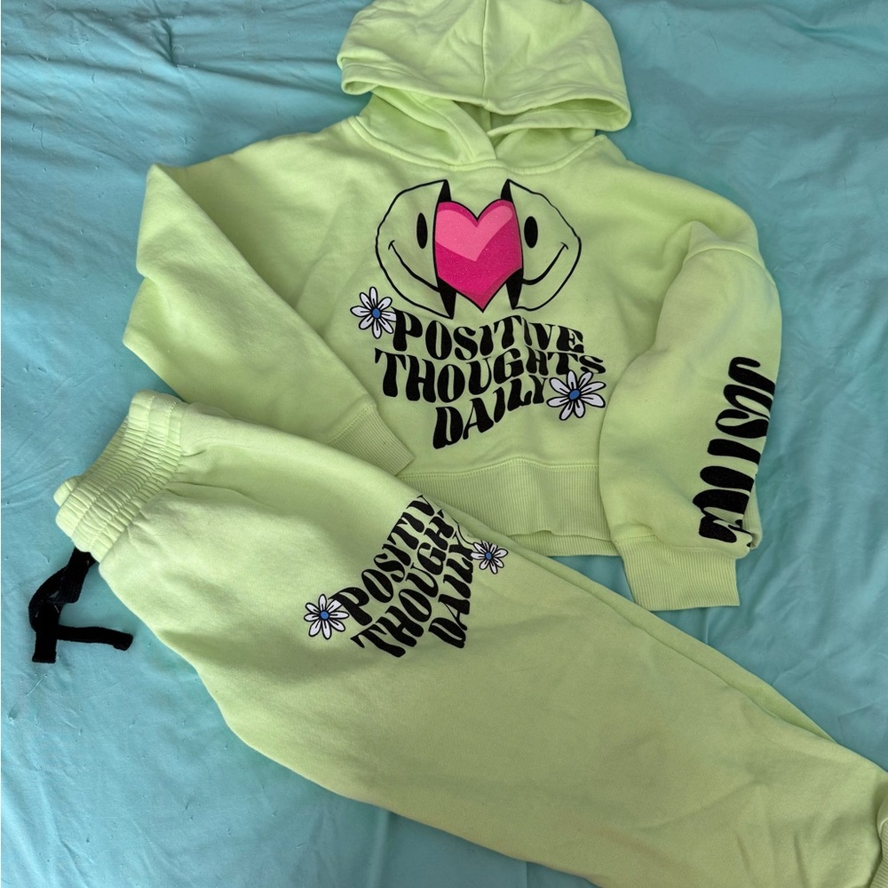 Justice Neon Green Fleece Set